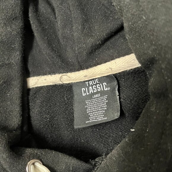 Good condition Men's Black True Classic Pullover Hoodie - French Terry Large - Picture 3 of 4
